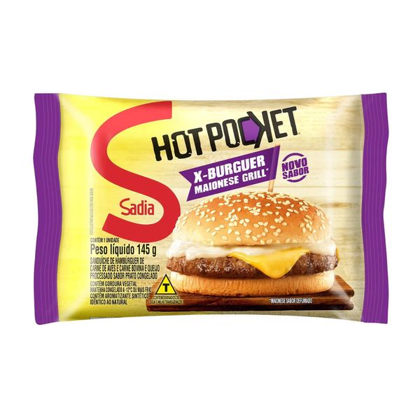 Sanduíche Congelado X-Burguer Maionese Grill Sadia Hot Pocket Pacote 145g Sanduíche Congelado X-Burguer Maionese Grill Sadia Hot Pocket Pacote 145g