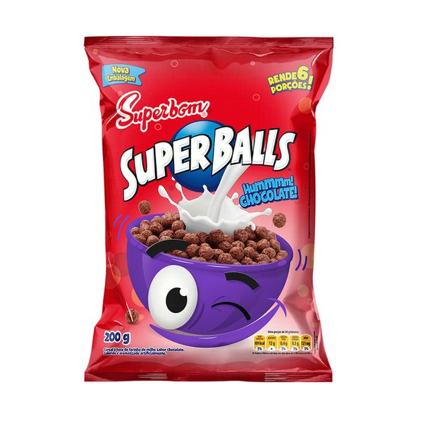 Cereal Matinal Chocolate Superbom Superballs Pacote 200g Cereal Matinal Chocolate Superbom Superballs Pacote 200g