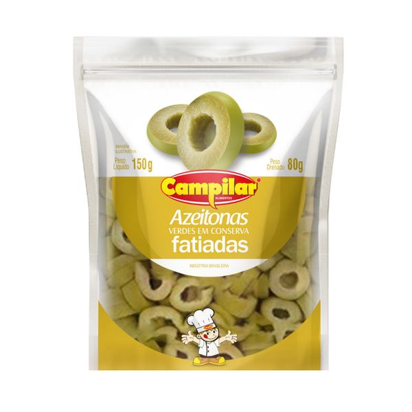 Azeitona Verde CAMPILAR Fatiada Sachê 150g Azeitona Verde CAMPILAR Fatiada Sachê 150g