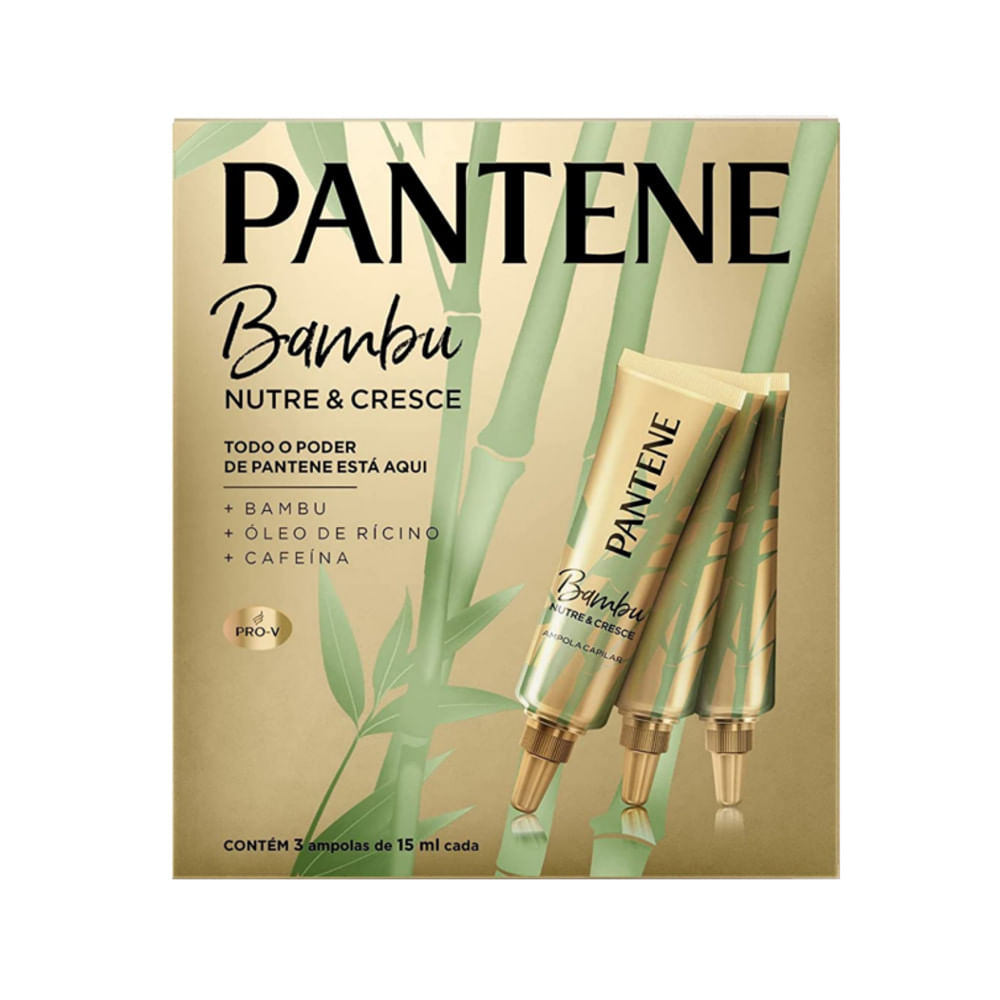 Kit Ampolas PANTENE Força Reconstrutiva Bambu Contém 3 Unidades Bisnaga 45ml
