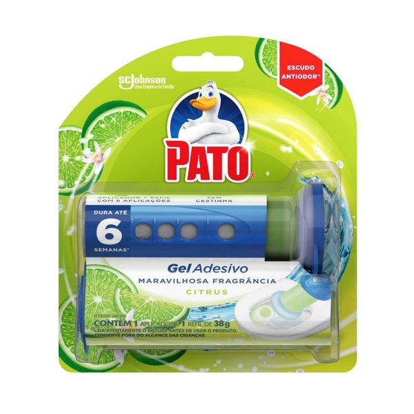 Desodorizador Sanitário PATO Gel Adesivo Fragrância Citrus Contém 1 Aplicador e 1 Refil de 38g