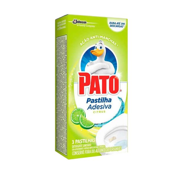 Detergente Sanitário PATO Pastilha Adesiva Fragrância Citrus Contém 3 Partilhas
