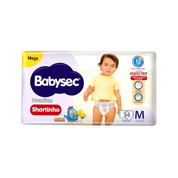 Fralda Descartável Shortinho BABYSEC Premium M pacote 34un