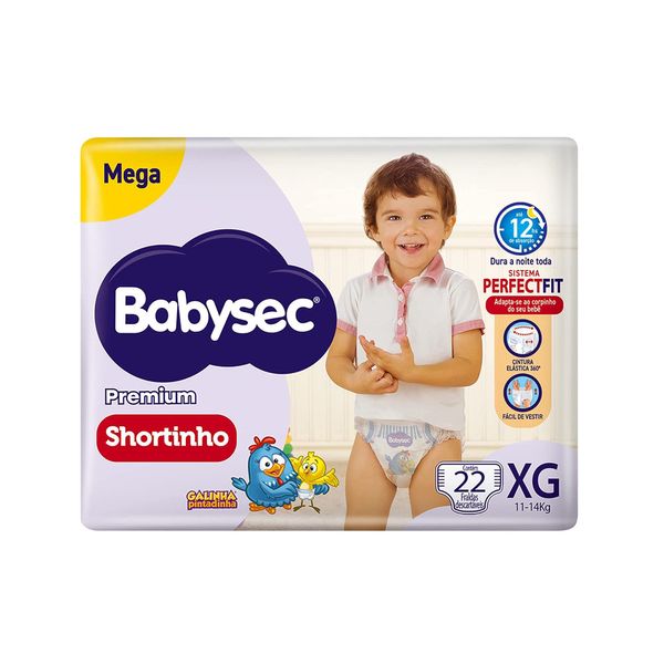 Fralda Descartável Shortinho BABYSEC Premium XG pacote 22un