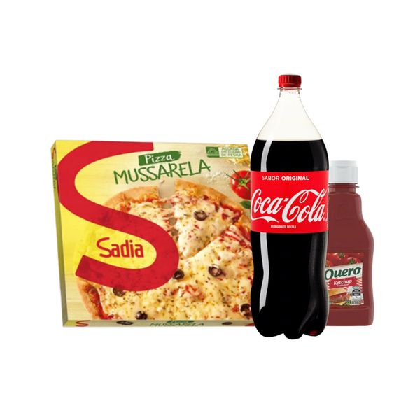 Kit Pizza Sadia Sabor Mussarela 460g + Coca Cola 2L + Ketchup Tradicional Quero Squeeze 200g