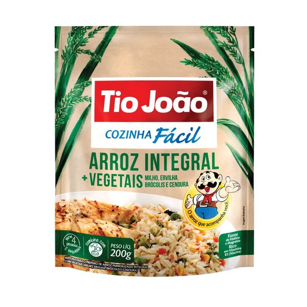Arroz Integral TIO JOÃO Cozinha Fácil + Vegetais Pacote 200g