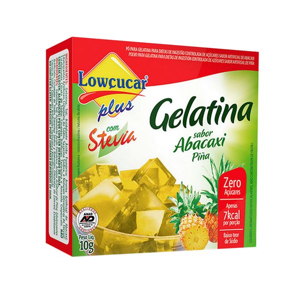 Gelatina em Pó com Stevia Zero Açúcar LOWÇUCAR PLUS Sabor Abacaxi Caixa 10g