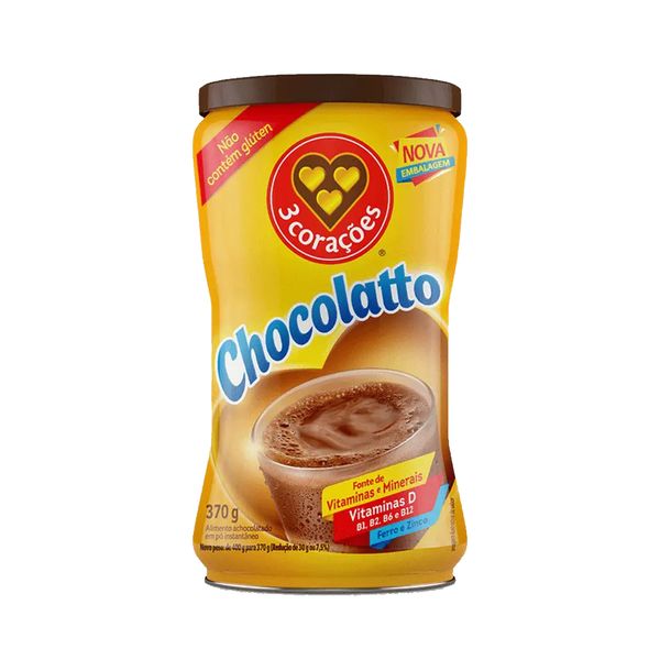 Achocolatado em Pó 3 CORAÇÕES Chocolatto Lata 370g