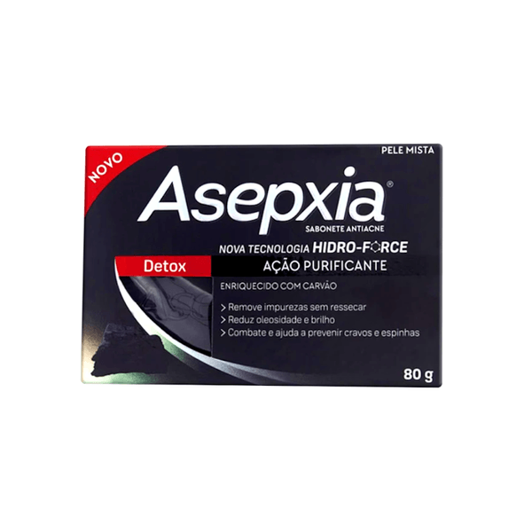Sabonete Facial Antiacne ASEPXIA Detox com Carvão barra 80g