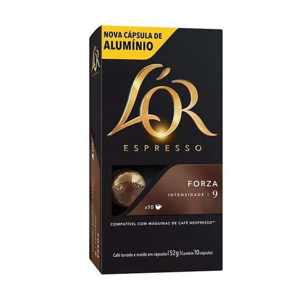 Cápsula de Café Espresso LOR Forza Contém 10 Unidades Caixa 52g