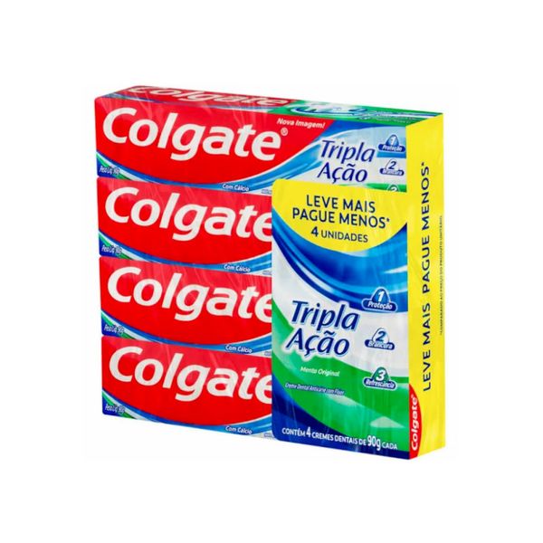 Creme Dental COLGATE Tripla Ação Menta 90g Pack 4un