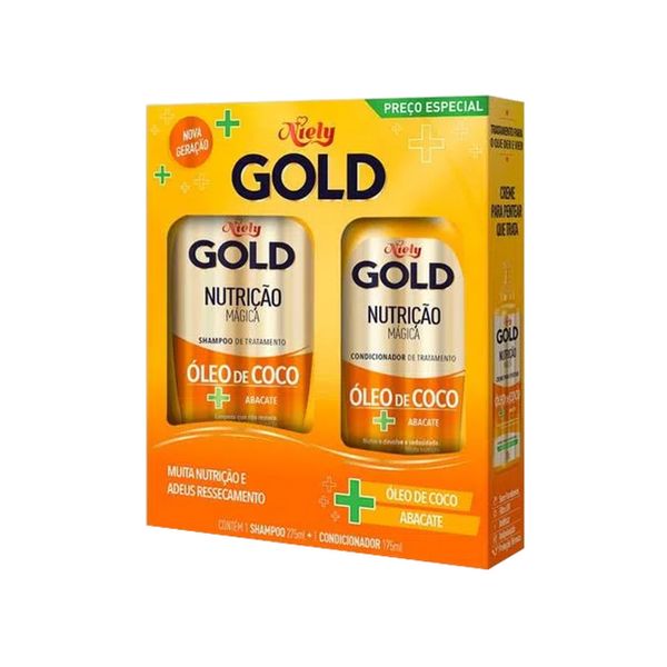Kit Shampoo 275ml & Condicionador 175ml Niely Gold Nutrição Poderosa Caixa 2 Unidades