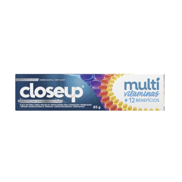 Creme Dental CLOSEUP Multi Vitaminas E Beneficio Proteção Branqueadora Caixa 85g