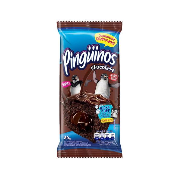 Bolo Pinguinos Sabor Chocolate Embalagem 80g