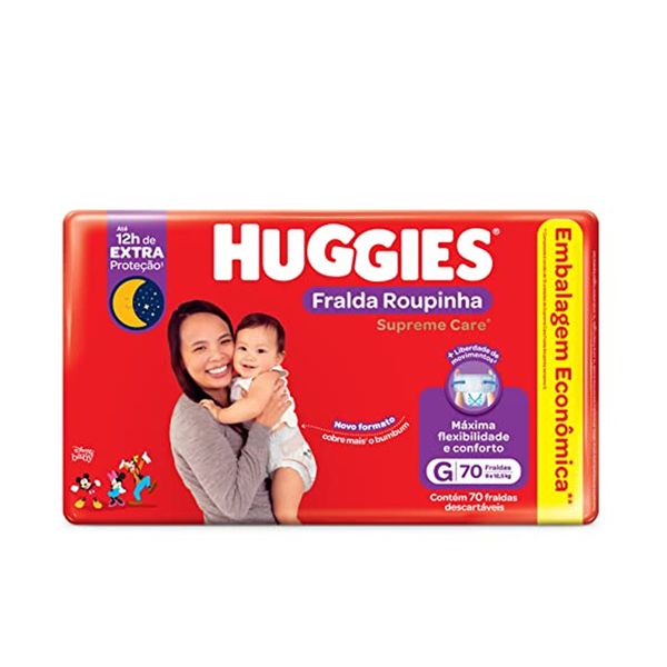 Fralda Descartável HUGGIES Roupinha Supreme Care Bag G Infantil Pacote 70un