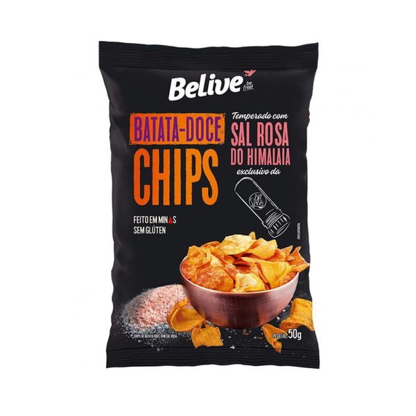Chips de Batata Doce Belive Sal Rosa Embalagem 50g