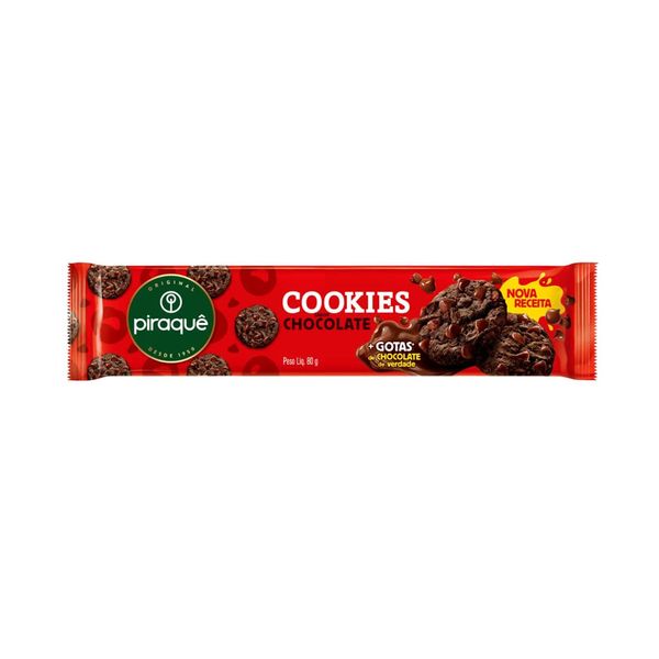 Biscoito Cookies Piraquê Sabor Chocolate Embalagem 80g