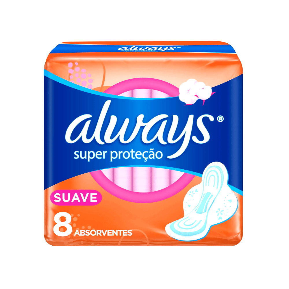 Absorvente Super Proteção ALWAYS Suave com Abas Pacote 8un