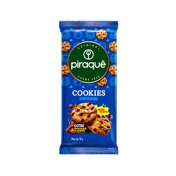Biscoito Cookies Baunilha Original PIRAQUÊ Gotas de Chocolate 40g