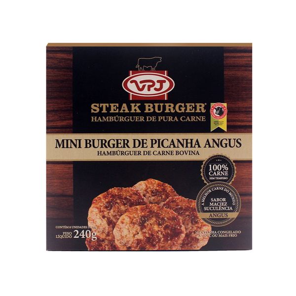 Mini Hambúrger de Carne Bovina Steak Burger Angus Tradicional Caixa 240g