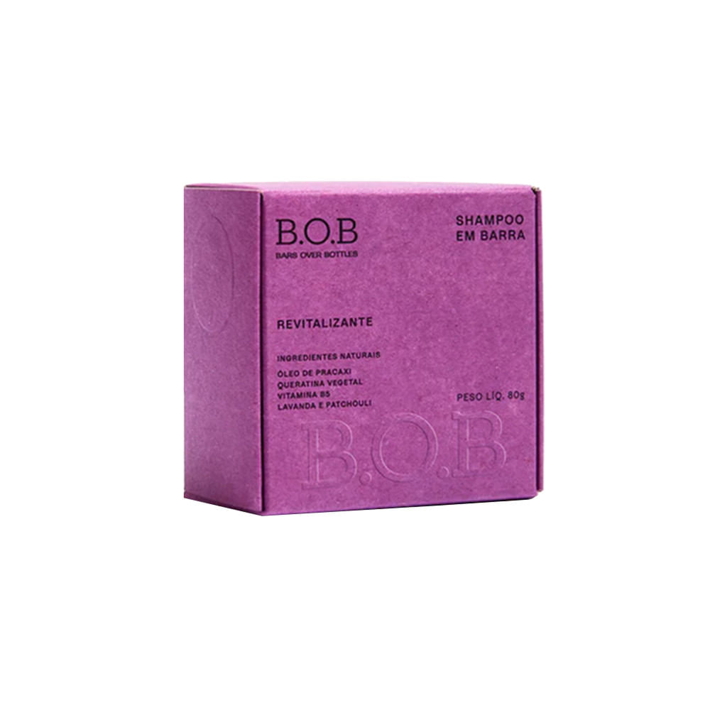 Shampoo em barra Over Bottles B.O.B revitalizante Caixa 80g patiogourmet