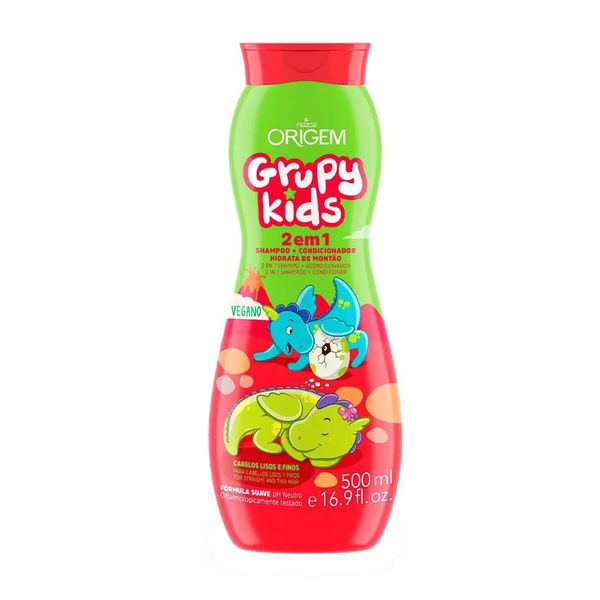Shampoo Infantil ORIGEM Grupy Kids 2 em 1 Hidrata De Montão Frasco 500ml
