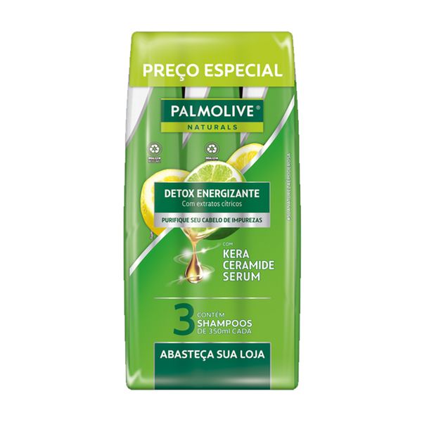 Kit Capilar PALMOLIVE NATURALS Shampoo Detox Energizante 350ml 3un