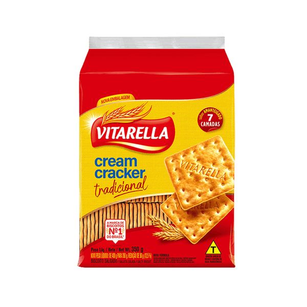 Biscoito Cream Cracker Vitarella Tradicional Embalagem 350g