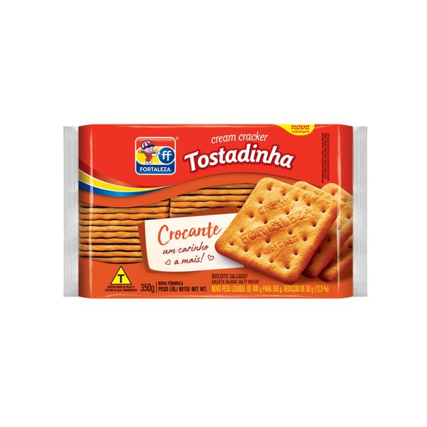 Biscoito Cream Cracker Fortaleza Tostadinho Embalagem 350g
