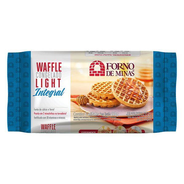 Waffle Congelado FORNO DE MINAS Integral Contém 6un Embalagem