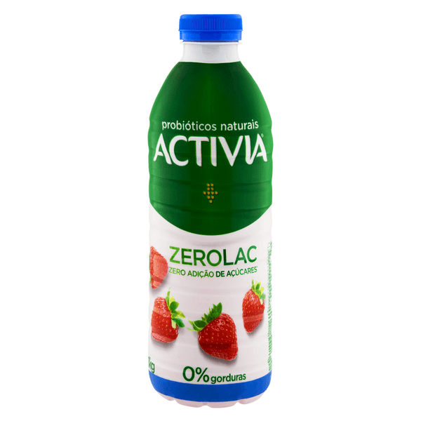 Iogurte Zero Lactose ACTIVIA Zero Açúcar Sabor Morango Garrafa 1L