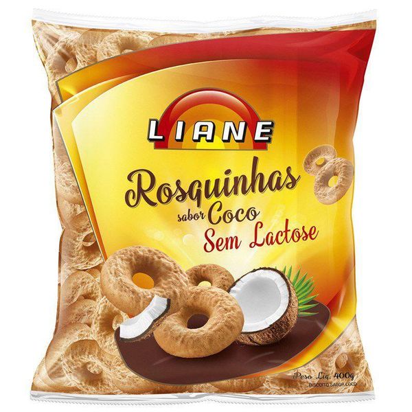Biscoito Rosquinha LIANE Coco sem Lactose Embalagem 400g