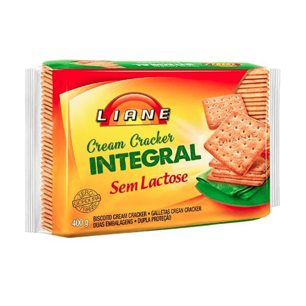 Biscoito Integral sem Lactose LIANE Cream Cracker Embalagem 400g
