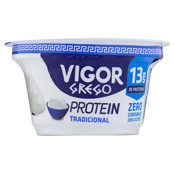 Iogurte Desnatado VIGOR Grego Tradicional Zero Lactose Protein Pote 130g