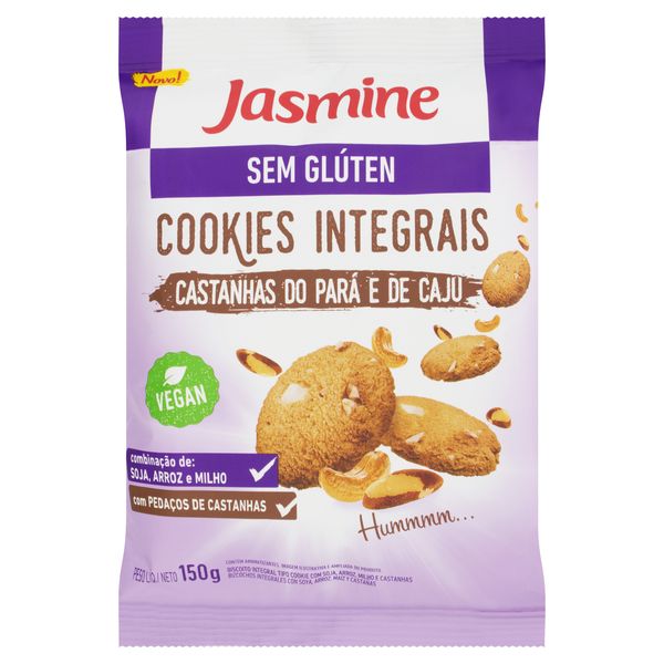 Biscoito Cookie Integral Castanha do Pará e Caju sem Glúten Jasmine Embalagem 150g