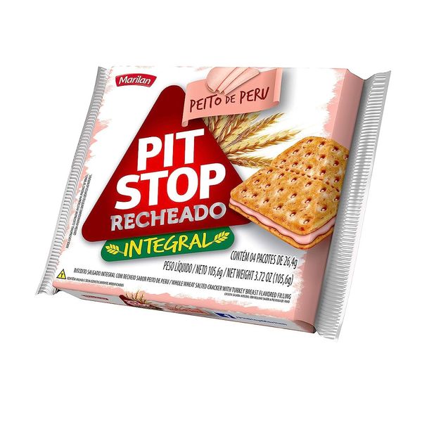 Biscoito Integral Recheado Peito de Peru Marilan Pit Stop Pacote 105,6g