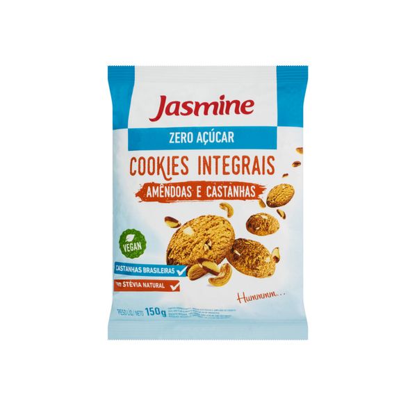 Biscoito Cookie Integral Jasmine Amêndoas e Castanhas Zero Açúcar Embalagem 150g