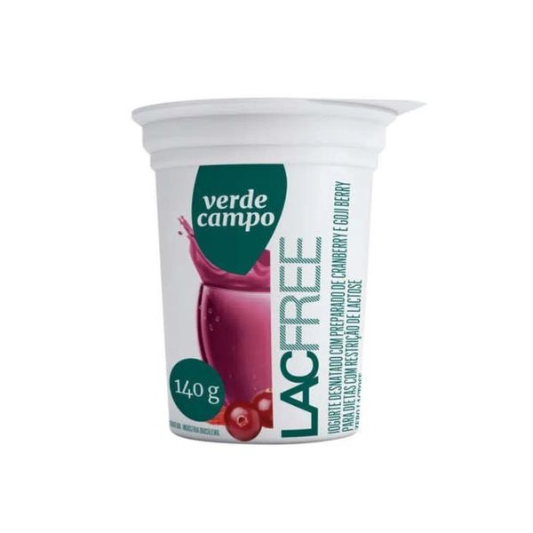 Iogurte LACFREE VERDE CAMPO Goji Berry e Cranberry Pote 140g