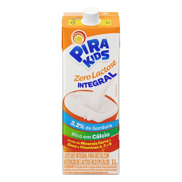 Leite UHT Integral PIRA KIDS Zero Lactose Caixa com Tampa 1L