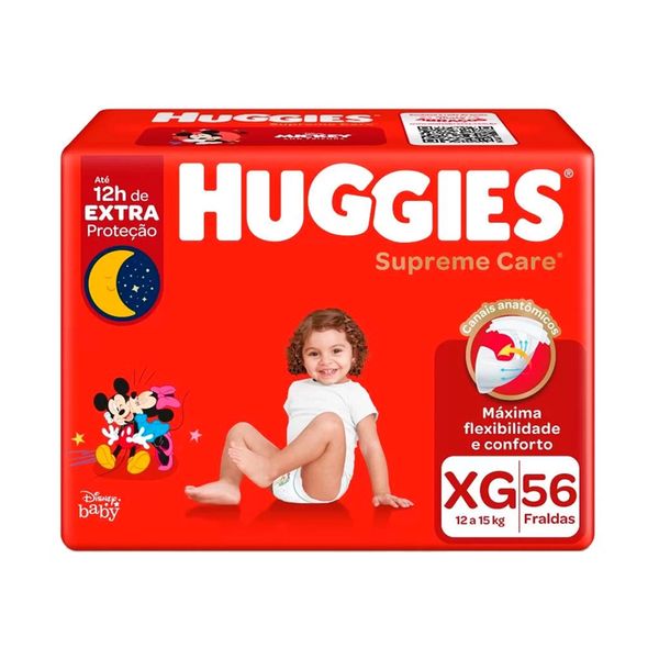 Fralda Descartável HUGGIES Supreme Care XG Infantil Pacote 56un