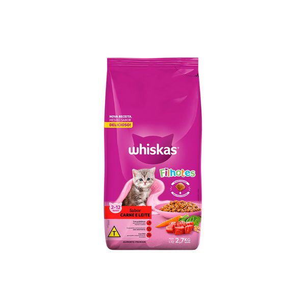 Ração para Gatos Filhotes Whiskas Carne ao Leite Embalagem 2,7kg