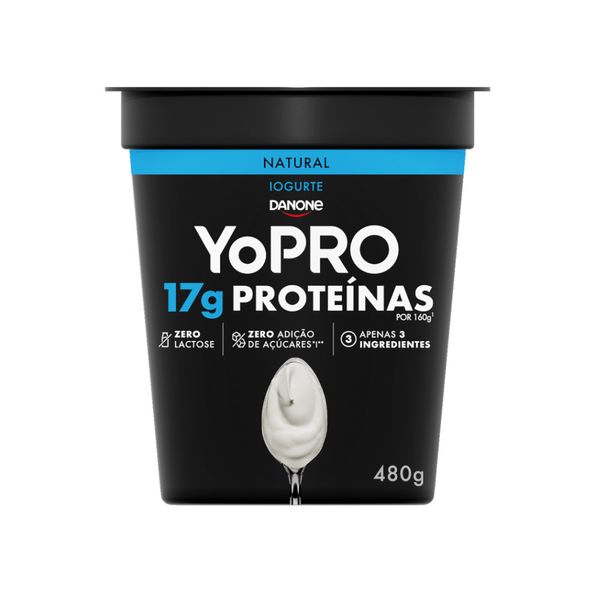Iogurte Natural YOPRO 17g Proteínas Zero Lactose pote 480g