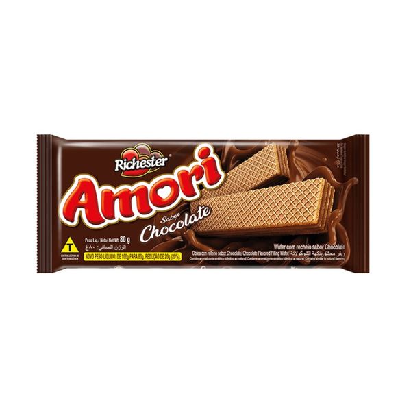 Biscoito Waffer AMORI Chocolate Pacote 80g