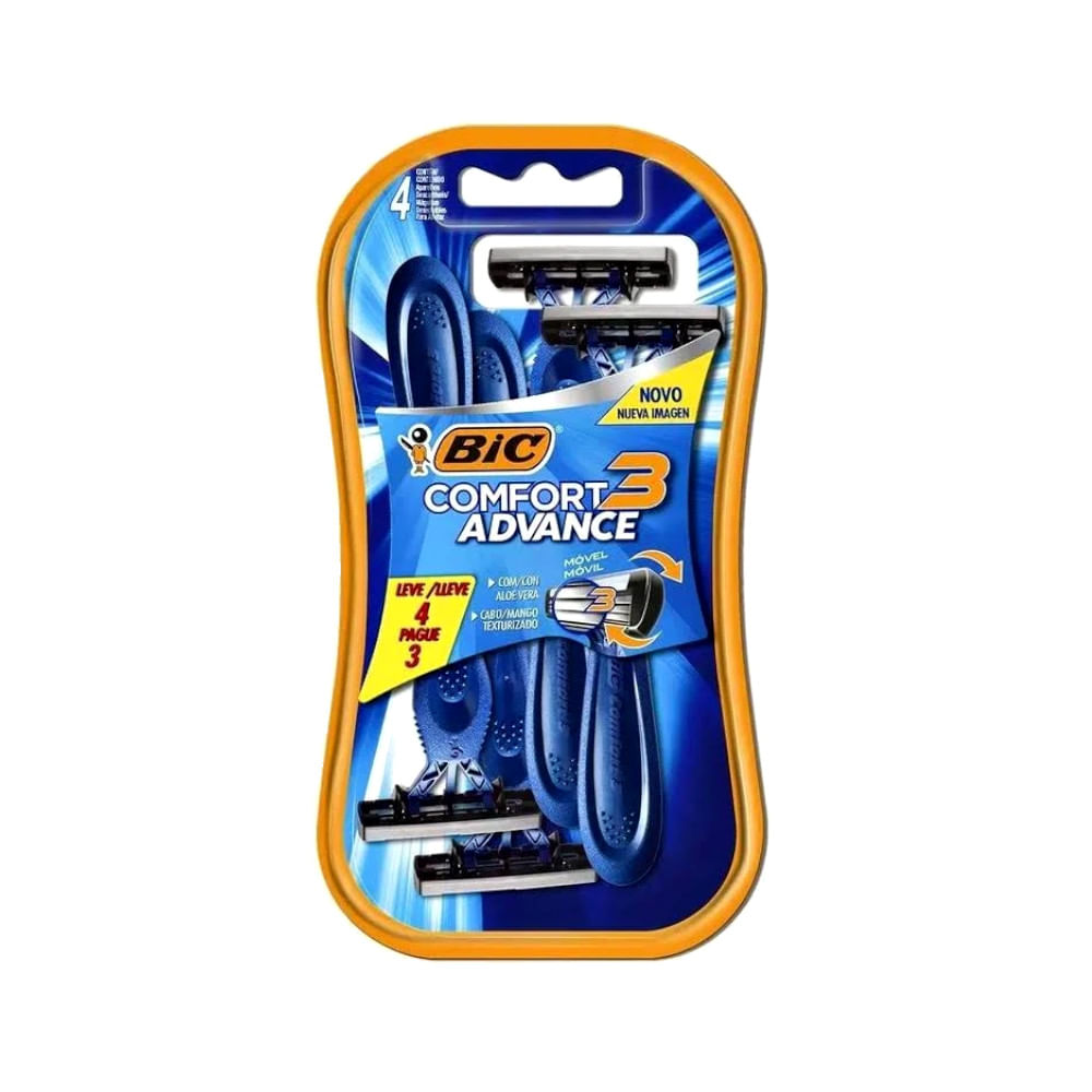 Aparelho de Barbear BIC Azul Comfort 3 Advance Leve 4 Pague 3