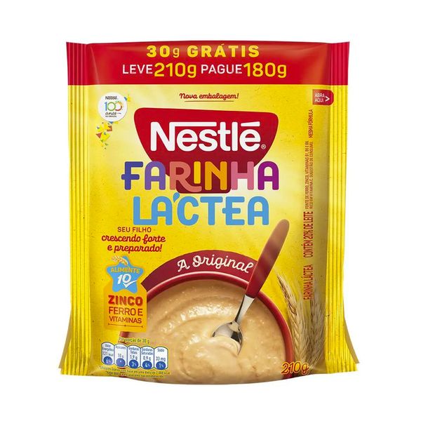 Farinha Láctea Tradicional NESTLÉ Sachê Leve 210g Pague 180g