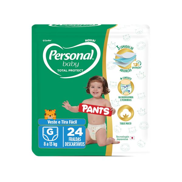 Fralda Descartável Infantil PERSONAL BABY Pants Total Protect G pacote 24un