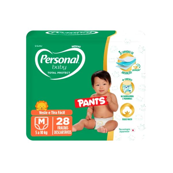 Fralda Descartável Infantil PERSONAL BABY Pants Total Protect M pacote 28un