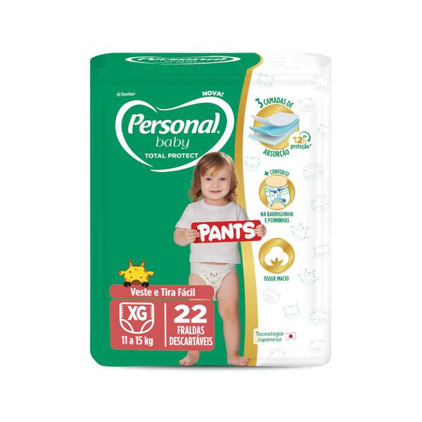 Fralda Descartável Infantil PERSONAL BABY Pants Total Protect XG pacote 22un