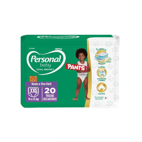 Fralda Descartável Infantil PERSONAL BABY Pants Total Protect XXG pacote 20un