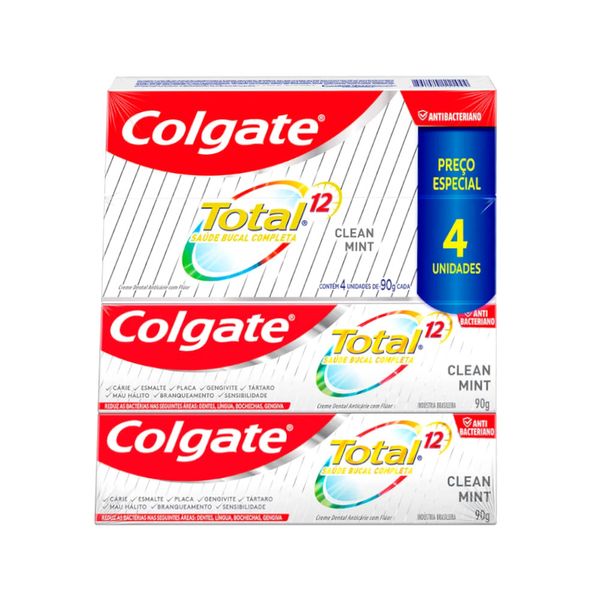 Creme Dental COLGATE Total 12 Clean Mint 90g pack 4un
